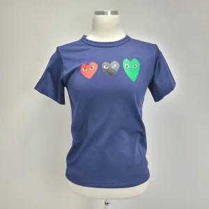 [Comme-des-Garcons] 꼼데 여성 트리플 하트 반팔 티셔츠 dark blue P1T185