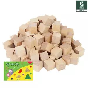 큰솔 원목 블럭 쌓기나무 우드 블록 3cm 미니북 세트 입체도형 컬러블록 (100p)