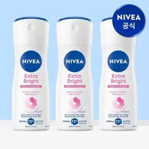 니베아 데오드란트 스프레이 엑스트라 브라이트 60ml 3개