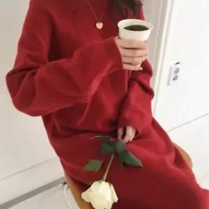 겨울 가을 니트 롱 원피스 부드러운 라운드 하객룩 (WFGACJO)