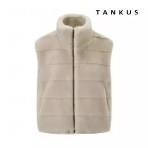 탱커스 정상가:159,000원 ㅣ 하이넥 페이크 퍼 집업 루즈핏 베스트 TX4VT016L0