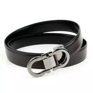 페라가모 스퀘어 플레그 더블 간치니 앙면 벨트 30mm HICKORYNERO