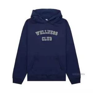 스포티앤리치 MUST IT_[스포티앤리치] 웰니스 클럽 후드 티셔츠 WELLNESS CLUB FLOCKED HOODIE NAVY CREAM