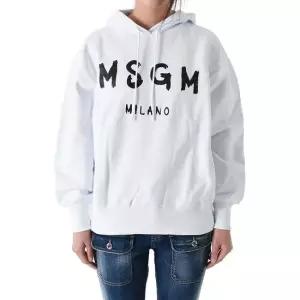 MSGM MUST IT_엠에스지엠 브러시드 로고 후드티셔츠 화이트 2000MDM515 200001 01