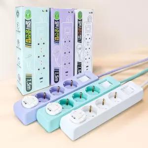 현이몰 러그박스 3구 1.5m 멀티탭 USB-C 타입 납작 플러그 안전커버 포함 USB멀티탭 러그박스멀티탭