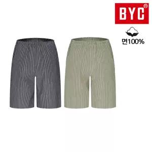 BYC NCG1195 스트라이프 면선염 남녀공용5부파자마 커플잠옷바지