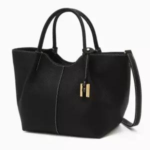 (쇼핑백동봉) (H-Arco) 아르코 블랙 소프트 레더 토트백 M HIBA6F361BK
