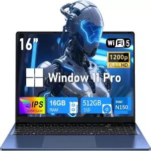 게이밍 노트북 오피스 365 16인치 컴퓨터 2026 16GB RAM SSD N150 프로세서 4C/4T 6000mAh 배터리 백라이트