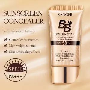 SADOER 골드 스네일 컨실러 자외선 차단제 가벼운 질감 BB 크림 40g SPF 50+ PA+++ 내추럴 WNBBS-TR