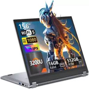 DUNHO 15.6 인치 2 in 1 게이밍 노트북 Ryzen 3-3200U CPU 최대 3.5GHz 16GB RAM SSD RJ45 WIFI5 BT5.1