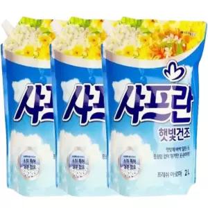 LG생활건강 샤프란 섬유유연제 햇빛건조 프레쉬아로마 2L X 3개