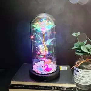 LED 홀로그램 장미 무드등 수유등 유리돔 꽃