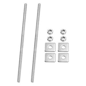 PATIKIL 2개 완전 나사봉 M8 x 300mm 304 스테인리스 스틸 오른손용 긴 스터드 파이프 클램프용 너트 사각
