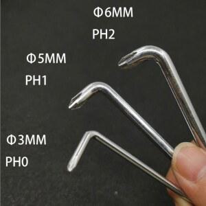 L형 스크루 드라이버 필립스 L자형 렌치 드릴 비트, 더블 헤드 엘보 벤드 쇼트 암 PH0 PH1 PH2