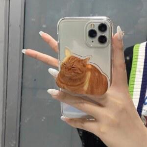 한국어 귀여운 재미 있은 오렌지 고양이 Griptok 브래킷 아이폰 한국 유니버설 만화 키티 전화 홀더 지원 링 스탠드 그립 Tok