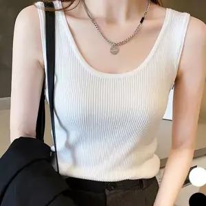 여성 민소매 골지 슬림 여성 민소매 나시티 라운드 이너 여름