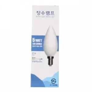 장수램프 5W LED촛대구 E14 주광색(불투명)전구6500K