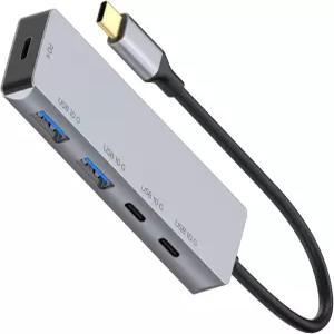 4-in-1 USB C-Hub 10Gbps 데이터 전송 100W PD 충전 2배 C 및 a 포트 노트북/태블릿/폰용 알루미늄