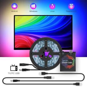 앰비언트 TV PC 모니터 백라이트 스크린 컬러 싱크 플로우 멀티컬러 효과 LED 라이트 스트립 키트  DC5V US