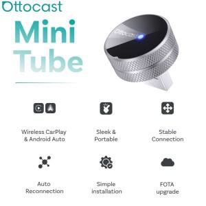 오토캐스트 미니 소형 튜브 무선 카플레이 안드로이드 오토 어댑터 플러그 앤 USB 동글 고속 자동 연결 98%