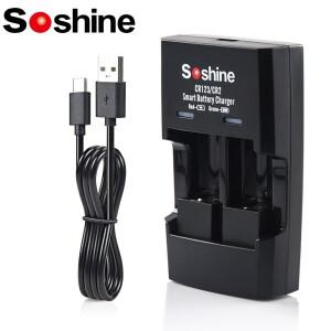 Soshine 3.2V LiFePO4 S5 배터리 충전기  리튬 이온 2 슬롯 CR2 RCR123 16340 17335 15266P USB