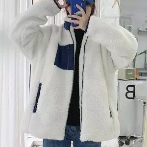 [하프클럽/]남녀공용 루즈핏 양털 집업 자켓 레트로 스타일
