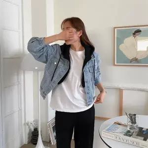 [하프클럽/]여성 대학생 레이어드 크롭 후드 진자켓