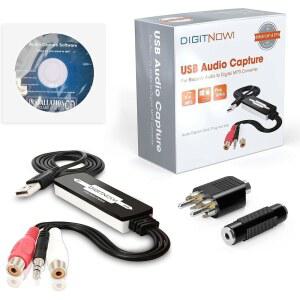DIGITPRO 비닐 레코드용 USB 오디오 캡처 그래버 인터페이스가 디지털 지원 XP 5MM MP3 카드 11 카세트 스테레오 VISTA 컨버터용 윈도우 RCA 음악 10 있는 테이프