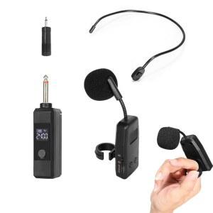 하모니카, 플루트, 샤오, 훌루시, 오카리나, 수오나 65피트 레인지 미니 클립온 마이크를 위한 2.4G 무선 링 마이크 시스템, 디지털 화면 및 관악기 성능을 소음 감소 기능 제공