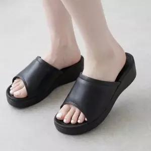 국산 여성 소프트 슬리퍼 5cm 키높이 통굽 슬리퍼 실내 사무실 실내화