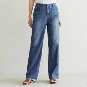 [데드라](88size)[청량JEAN] 피호린넨쿨와이드데님팬츠 PTF3042