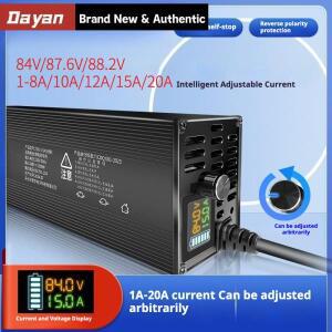 84V 87.6V 88.2V 10A/20A 15A 전류 조절 가능 72V 리튬이온 Lifepo4 리튬 배터리 충전기 21S 20S 24S 고속