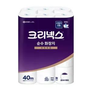 크리넥스 순수두루마리화장지 2겹 40m 24롤 4517462 유한킴벌리 실 엠보싱 뽀삐
