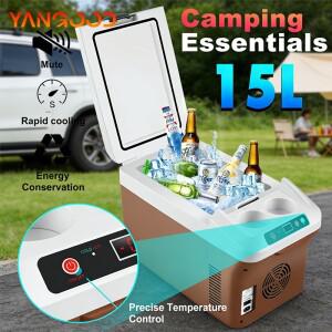 15L 소형 휴대용 차량 냉장고 DC 12/24V AC 100-240V 트럭 캠핑 여행 아웃도어용