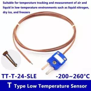 PTFE 절연 유형 T 열전대 저온 센서 TT-T-24-SLE, 장소용 냉장 저장 액체 1m