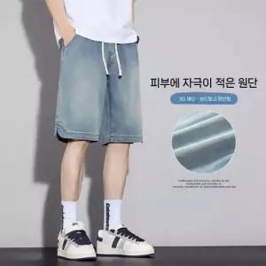 스콕 남자 바지 데님 여름 캐주얼 청바지 숏 쿨링 슬림핏 반바지 노멀 5부 JEN2
