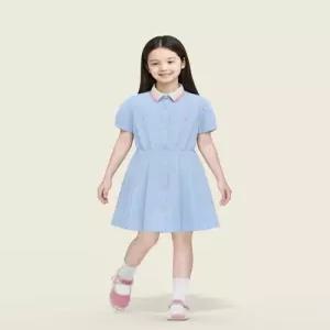 빈폴 키즈 샴브레이 시어서커 반소매 원피스 스카이 블루 BI5771G02Q G02Q