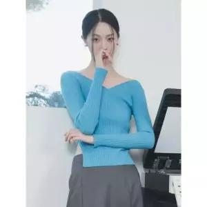 [매장정품] 8seconds 골지 백슬릿 풀오버 블루 f7adf5