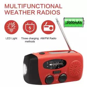소형라디오 미니 휴대용 AMFM 날씨 라디오 비상 핸드 크랭크 SOS LED 태양열 바람 전화