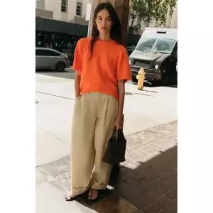 ZARA 쇼트 슬리브 니트 스웨터 - 오렌지
