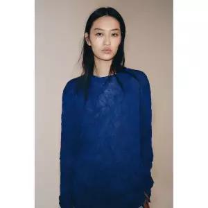 ZARA 페이크 주름 니트 스웨터 - 블루이시