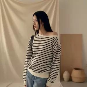 여성 심플 립넥 맨투맨 캐주얼 OOTD 무지 꾸안꾸_25207980_588872