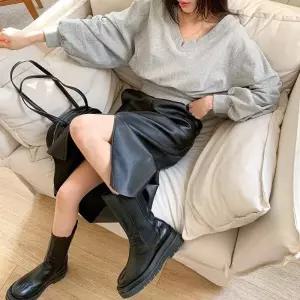 여성 브이넥 오프숄더 절개 디자인 시보리 맨투맨_25207960_588872