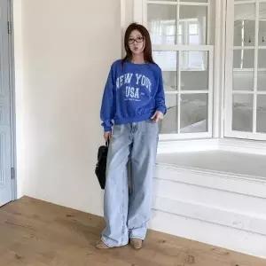 여성 뉴욕 그래픽 루즈핏 크롭 맨투맨 와이드 오버핏_25208002_588872