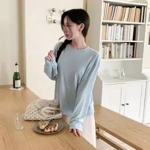 여성 모던 루즈핏 라운드넥 컬러 맨투맨 와이드_25207991_588872