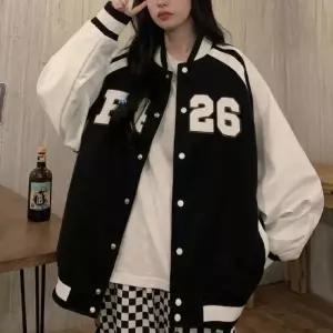 레터링 프린팅 캐주얼 여성 바시티 야구점퍼 LK-J011