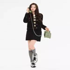 와키윌리 우먼스 벨벳데님 카고 미니스커트 블랙 WA2503SR76BK