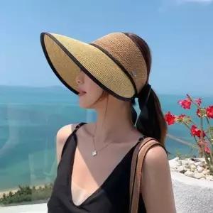 여름모자 여성 와이드챙 밀짚모자 자외선차단 돌돌이 라탄썬캡