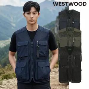 [웨스트우드]웨스트우드 남성 봄 여름 낚시조끼 멀티포켓베스트 전술 작업복 블랙야크 케이투