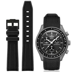 BONACE Moonswatch 워치용 밴드, 오메가 X 스와치 20mm 시계와 호환되는 곡선형 실리콘 스트랩, 스와치 오